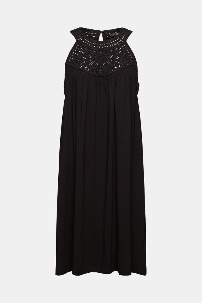 Kleid mit Häkelspitze, BLACK, overview