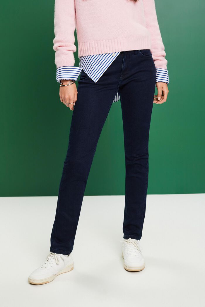Schmale Jeans mit mittlerer Bundhöhe, BLUE DARK WASHED, detail image number 0
