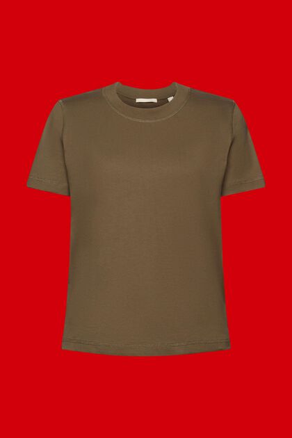 Lockeres T-Shirt aus 100 % Baumwolle, KHAKI GREEN, overview