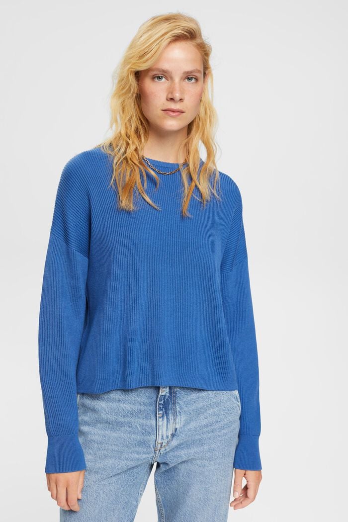 Pullover mit Streifenmuster, 100% Baumwolle, BLUE, detail image number 0
