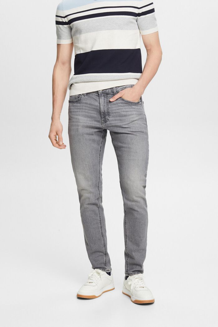 Schmal zulaufende Jeans mit mittelhohem Bund, GREY MEDIUM WASHED, detail image number 0