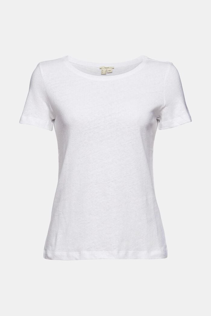 Mit Leinen: unifarbenes T-Shirt, WHITE, detail image number 6