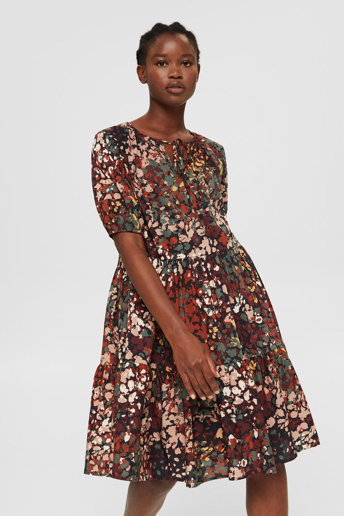 Kleid mit Print aus Baumwoll-Mix, BLACK, detail image number 0