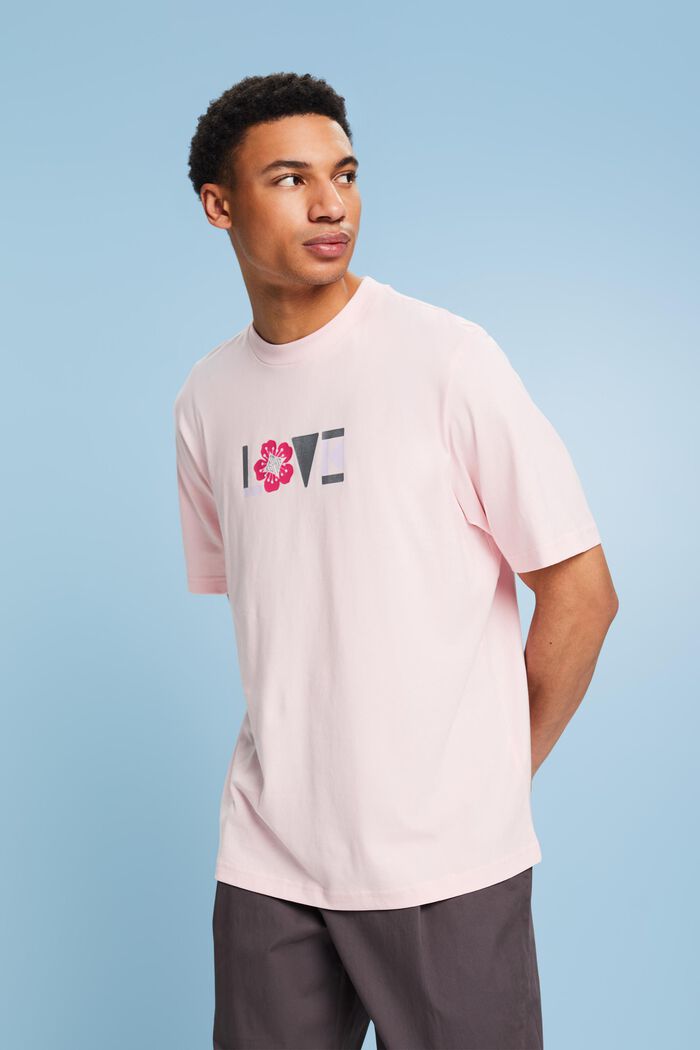 Unisex-T-Shirt aus Pima-Baumwolle mit Print, PASTEL PINK, detail image number 0
