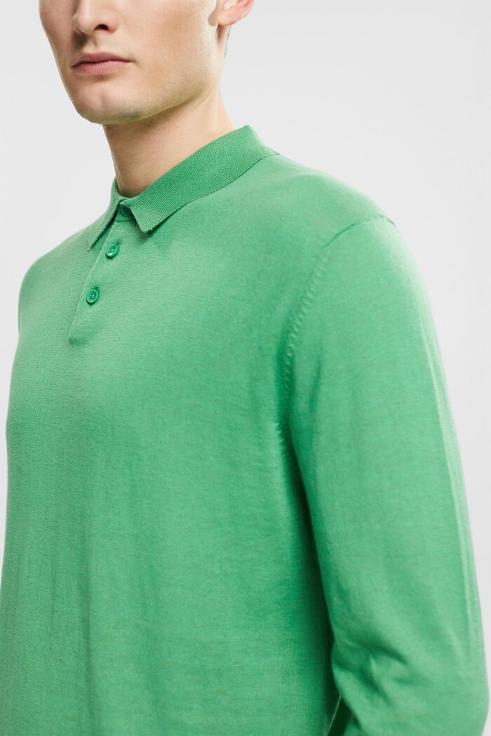 Mit TENCEL™: Langärmeliges Poloshirt, GREEN, detail image number 2