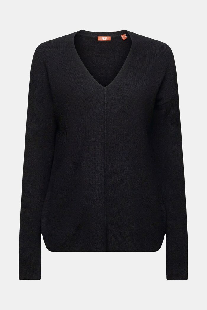 Wollmix-Pullover mit V-Ausschnitt, BLACK, detail image number 6