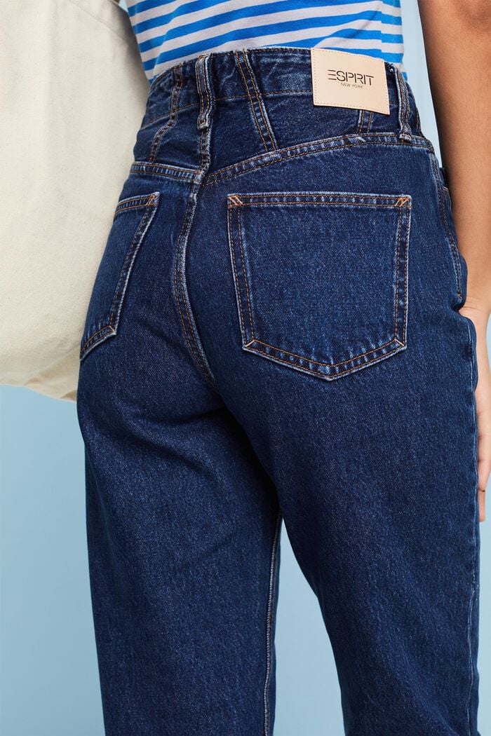 Jeans mit gerader Passform und hohem Bund, BLUE DARK WASHED, detail image number 2