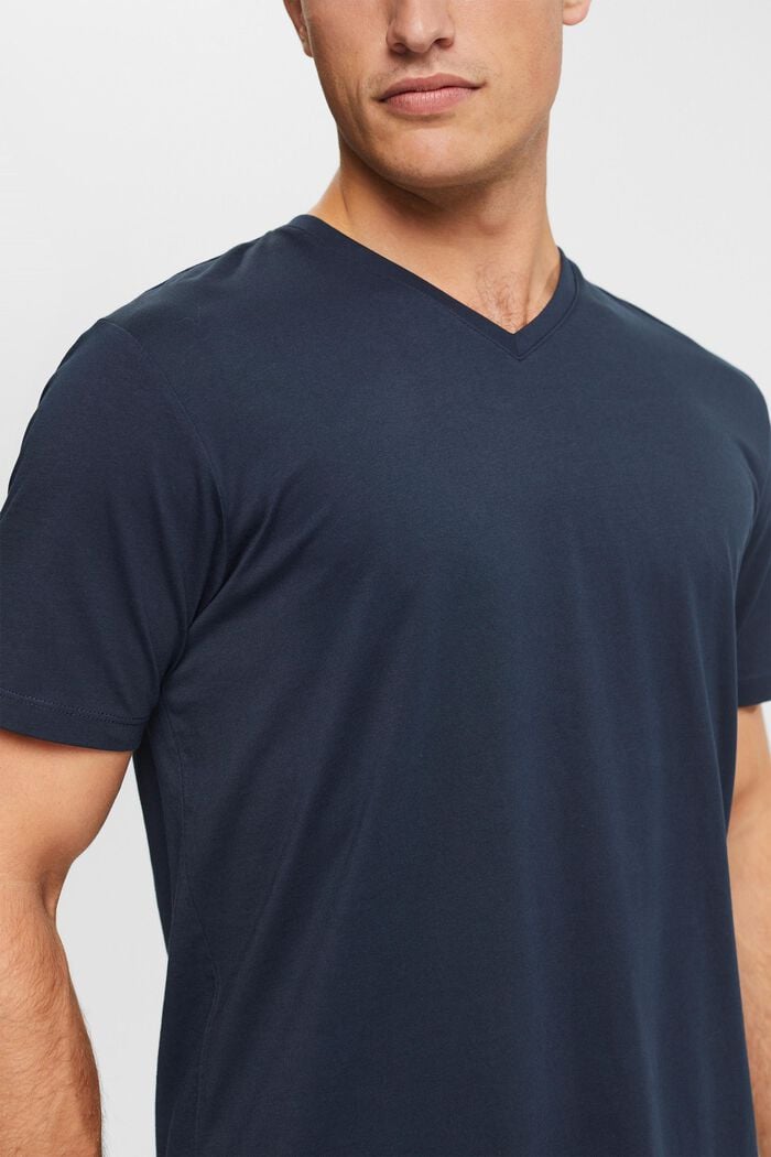 T-Shirt mit V-Ausschnitt aus nachhaltiger Baumwolle, NAVY, detail image number 2