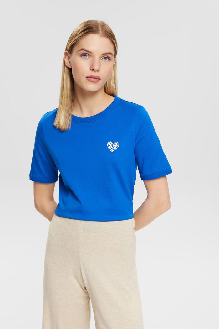 Baumwoll-T-Shirt mit herzförmigem Logo, BLUE, detail image number 0