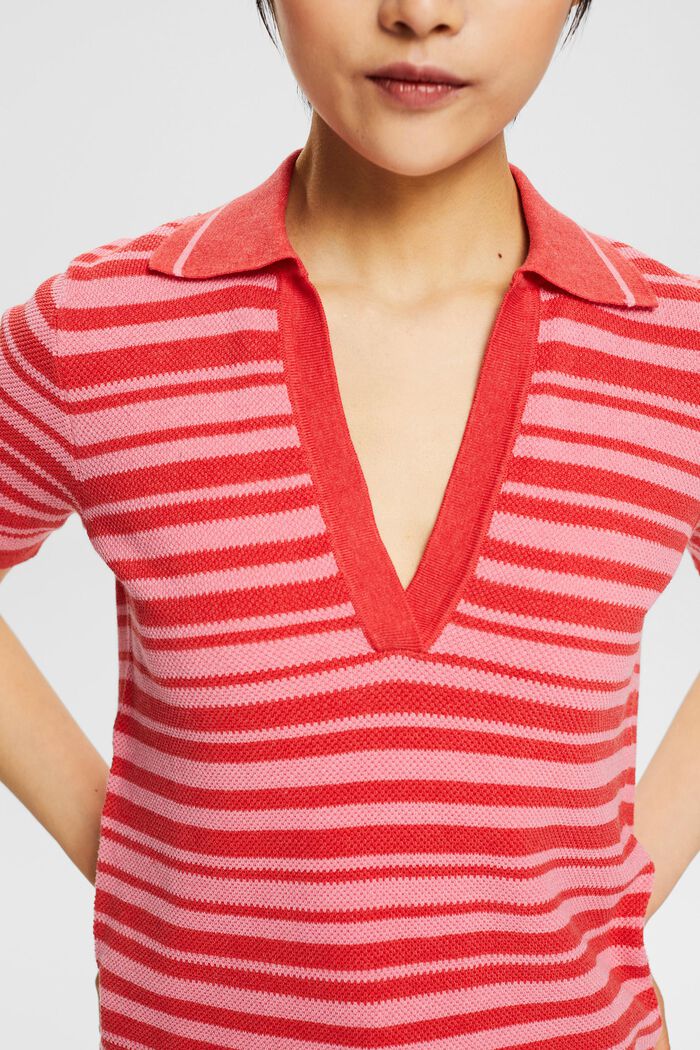Polo-Shirt aus Strukturstrick, NEW RED, detail image number 2