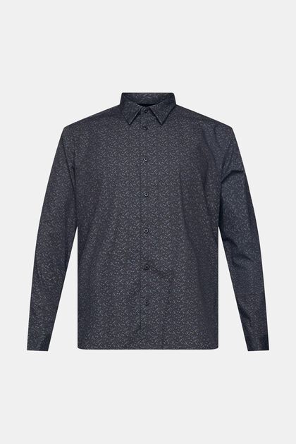 Slim-Fit-Hemd aus Baumwolle mit Muster, BLACK, overview