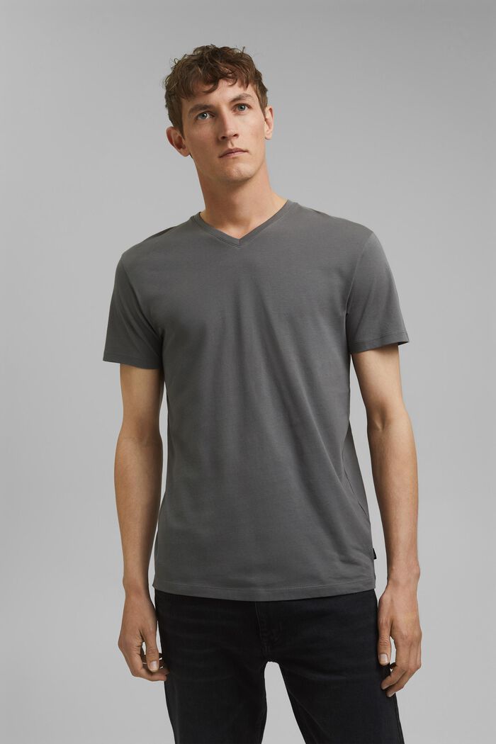 Jersey-Shirt aus 100% Baumwolle, DARK GREY, detail image number 0