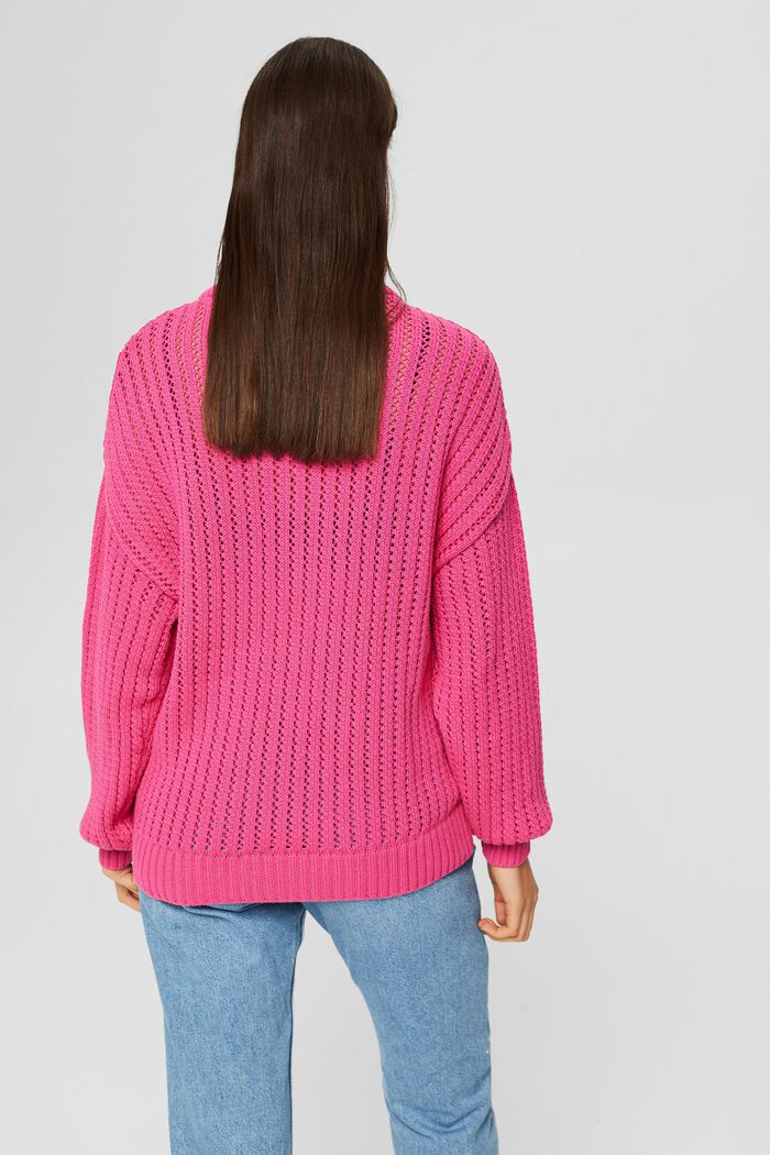 Musterstrickpullover aus Organic Cotton, PINK FUCHSIA, detail image number 3