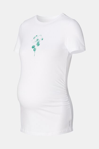 T-Shirt mit Blumenprint, Bio-Baumwolle, BRIGHT WHITE, overview