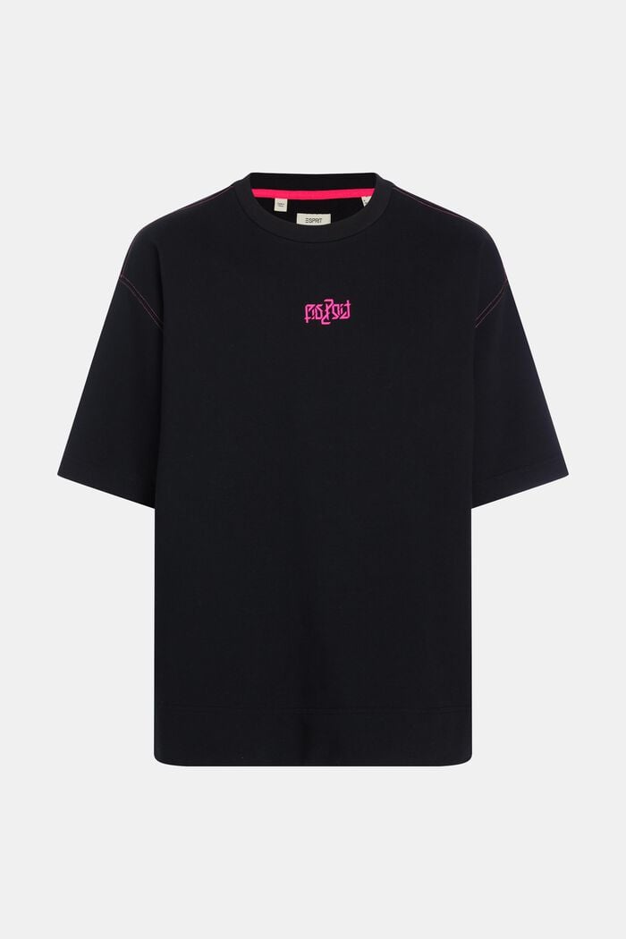 Relaxed Fit Sweatshirt mit neonfarbigem Print, BLACK, detail image number 5