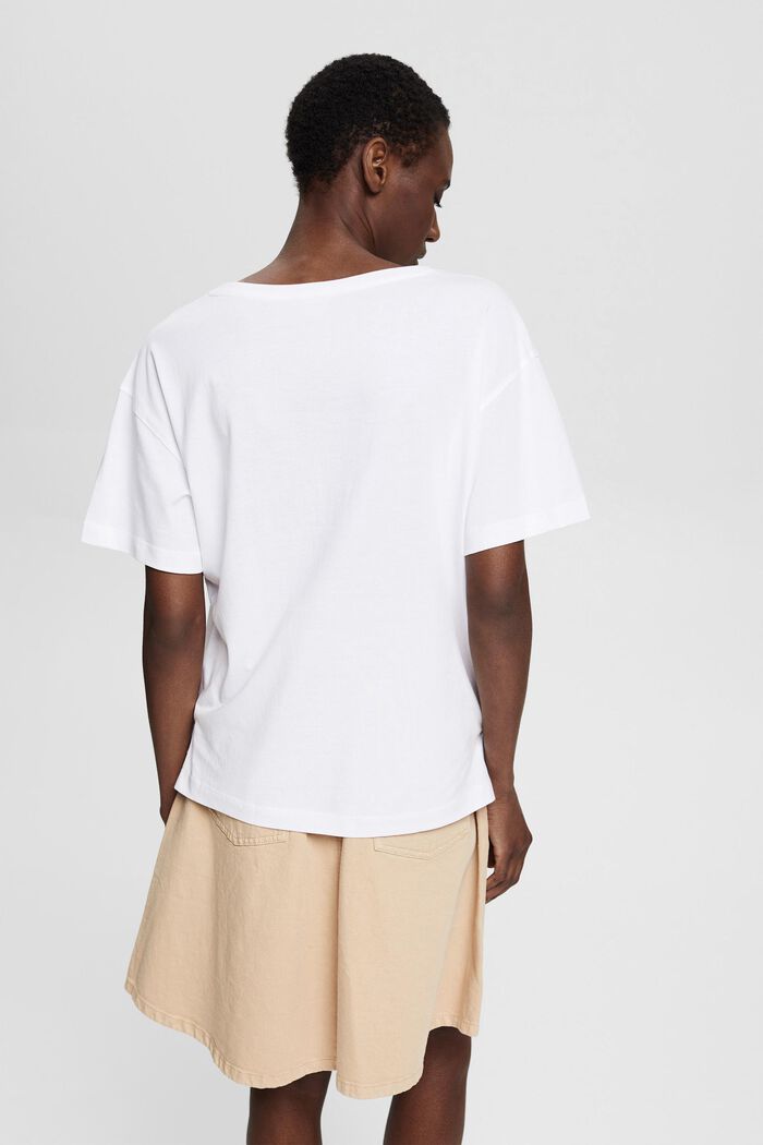 Mit TENCEL™: T-Shirt mit V-Ausschnitt, WHITE, detail image number 3