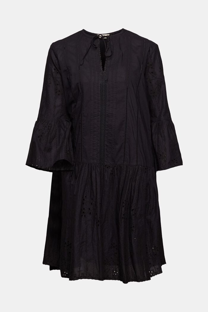Kleid mit Lochspitze und Stickerei, BLACK, detail image number 6