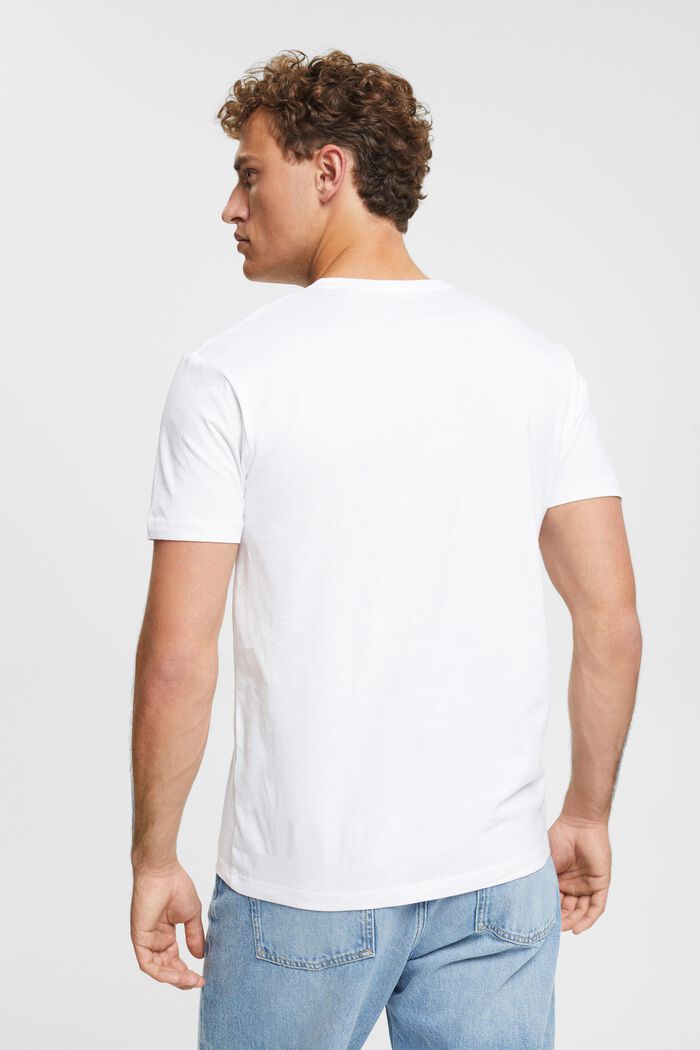 T-Shirt mit V-Ausschnitt aus nachhaltiger Baumwolle, WHITE, detail image number 3