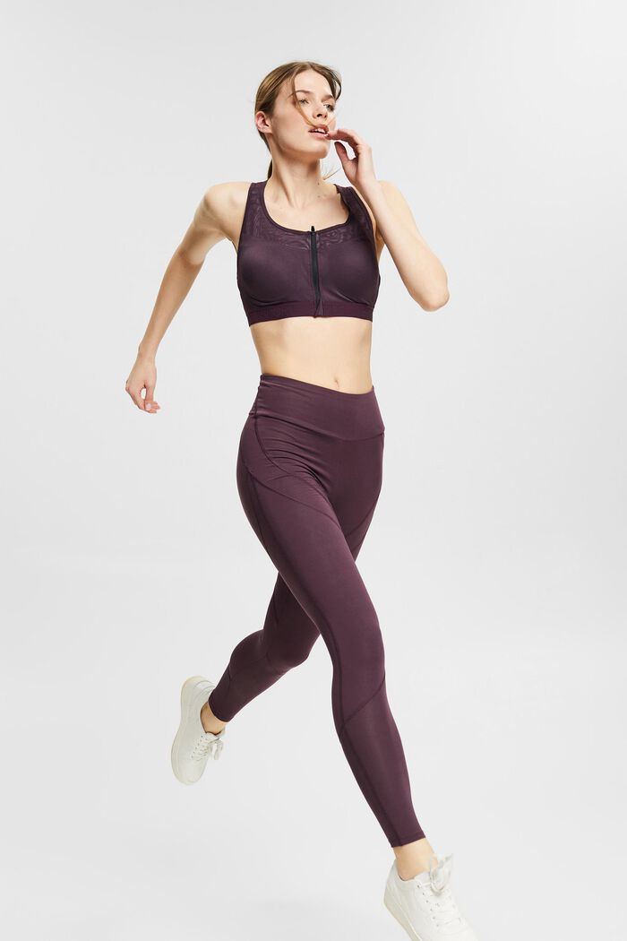 Recycelt: Active Leggings mit E-Dry, AUBERGINE, detail image number 1