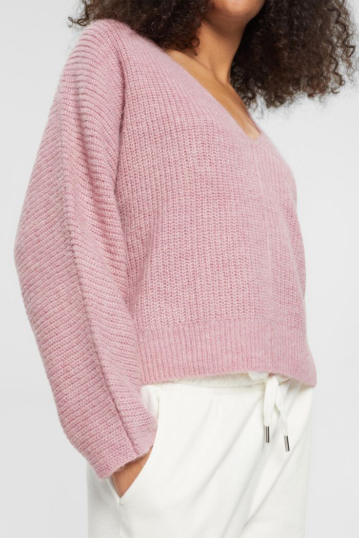 Cropped-Pullover aus Wollmix, LIGHT PINK, detail image number 0