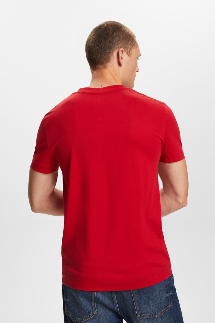 Jersey-T-Shirt mit V-Ausschnitt, 100 % Baumwolle, DARK RED, detail image number 3
