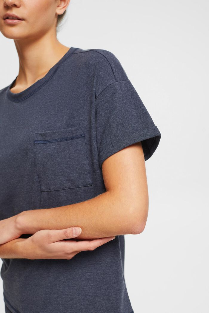 T-Shirt mit Brusttasche aus Baumwoll-Mix, NAVY, detail image number 1