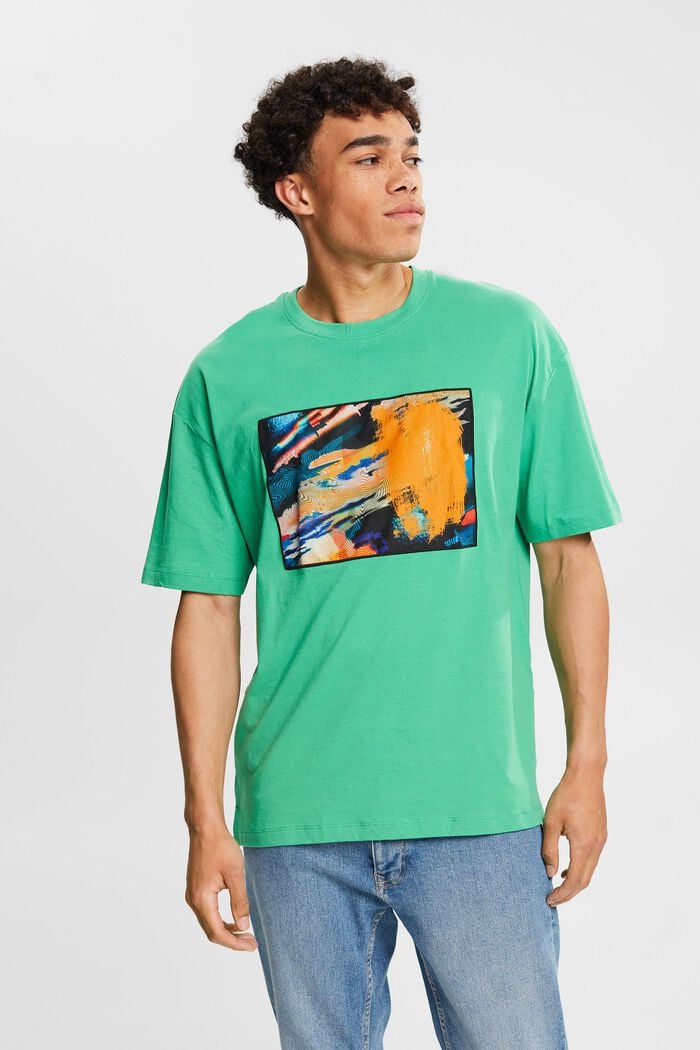 Jersey-T-Shirt mit großem Aufnäher, GREEN, detail image number 4