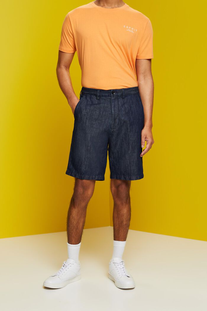Chino-Shorts aus Baumwolle und Leinen, BLUE BLACK, detail image number 0