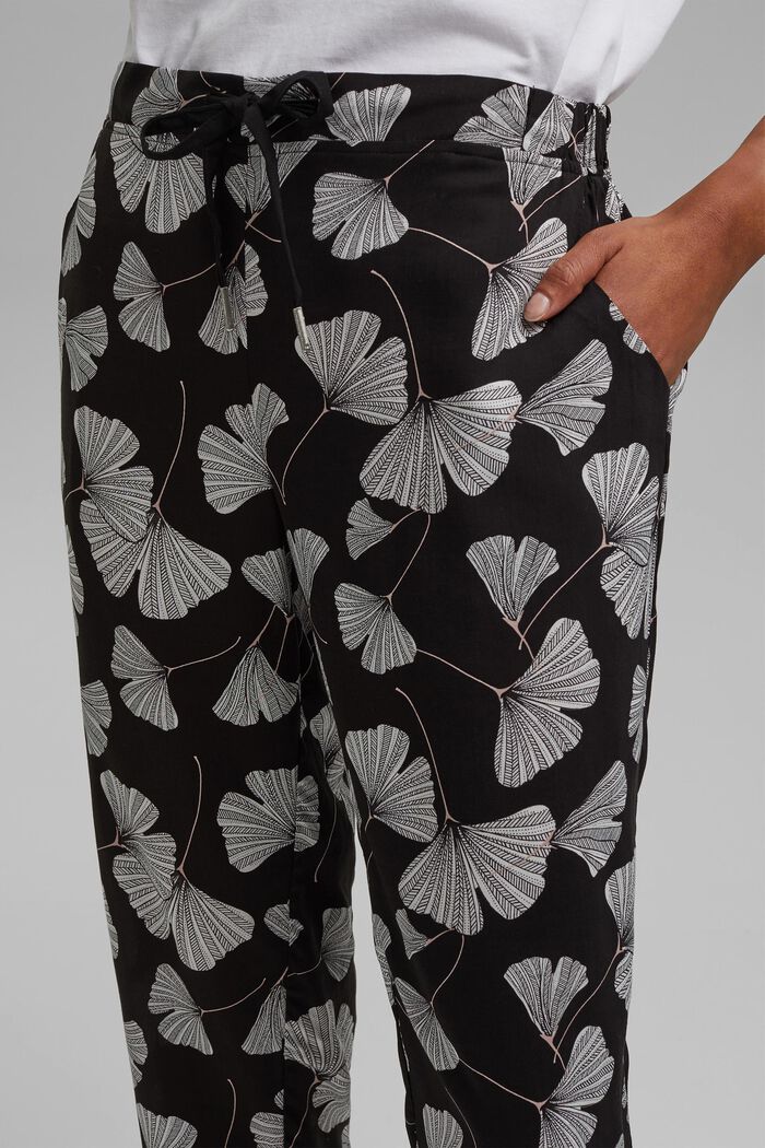 Pyjama-Hose mit Ginko-Print, LENZING™ ECOVERO™, BLACK, detail image number 2