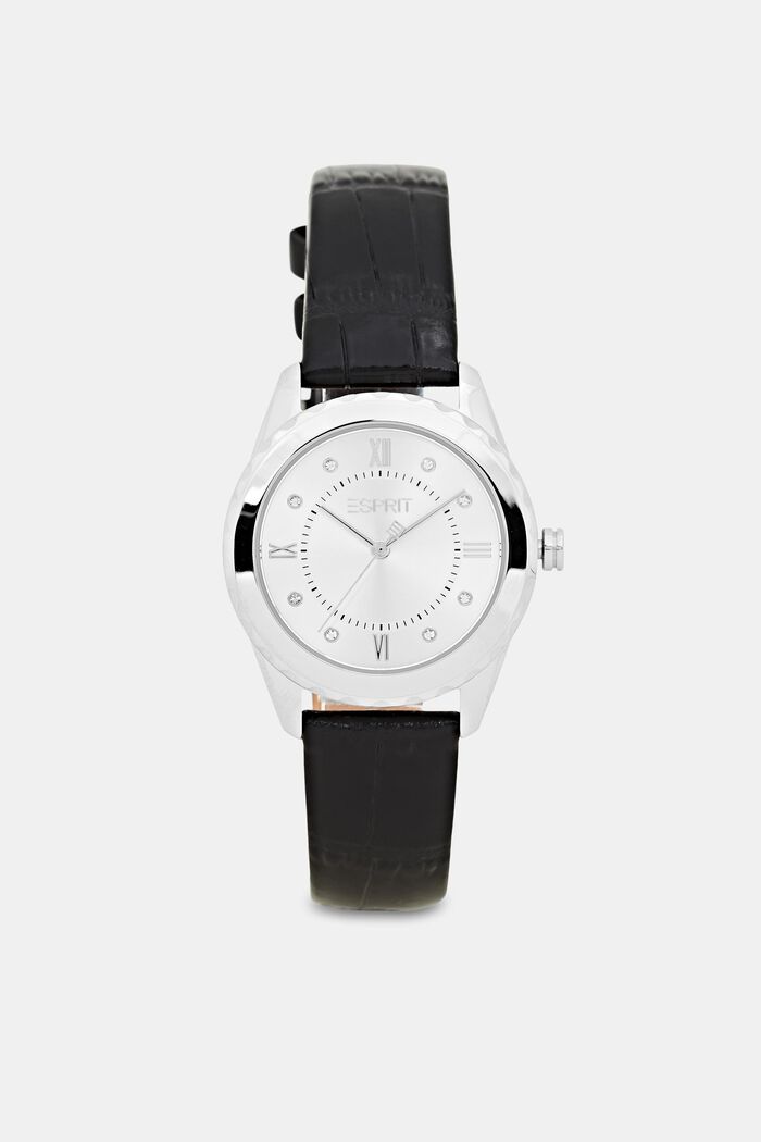 Women Uhren | Edelstahl-Uhr mit strukturiertem Lederarmband - IL99181