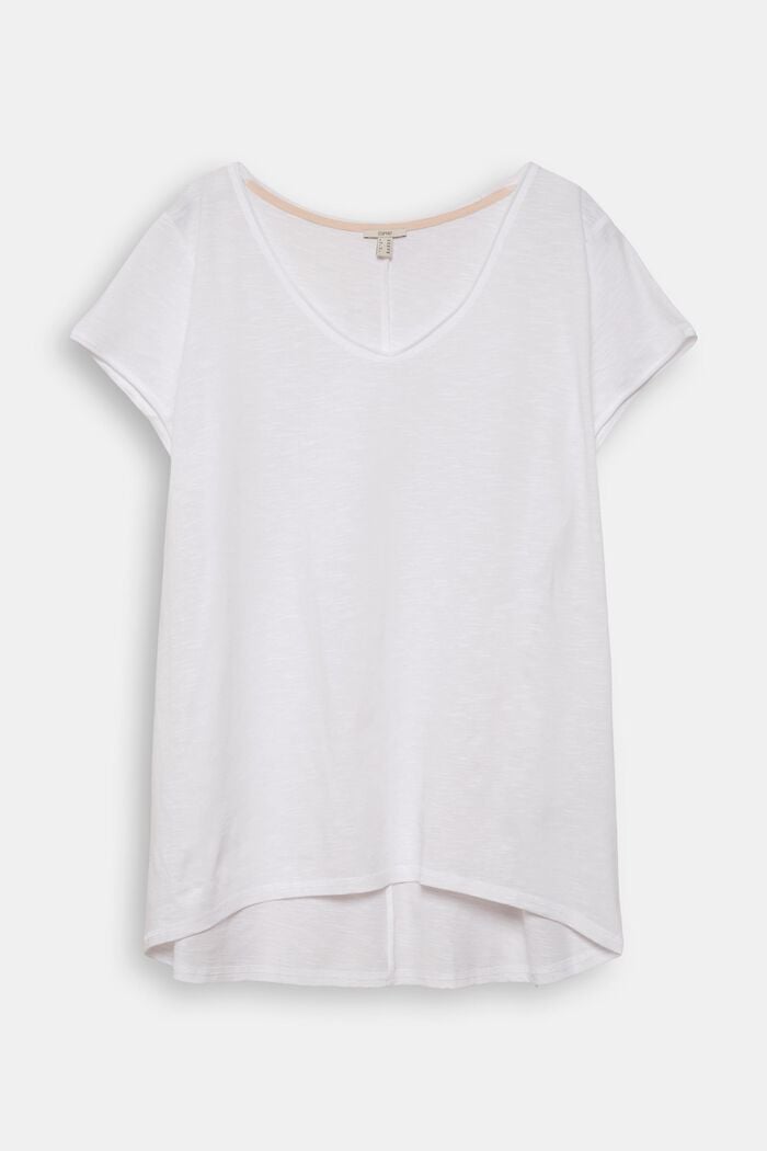 CURVY T-Shirt mit V-Ausschnitt, Bio-Baumwolle, WHITE, overview