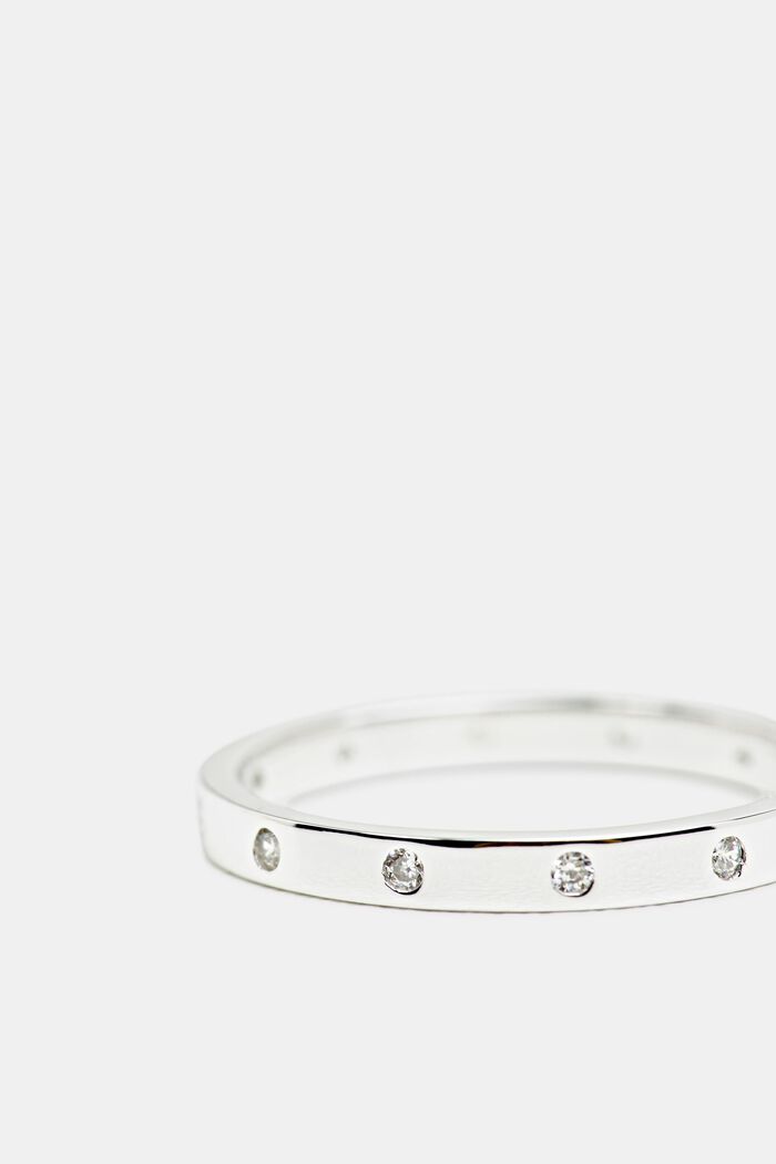 Layering-Ring mit Zirkonia, Sterling Silber, SILVER, overview