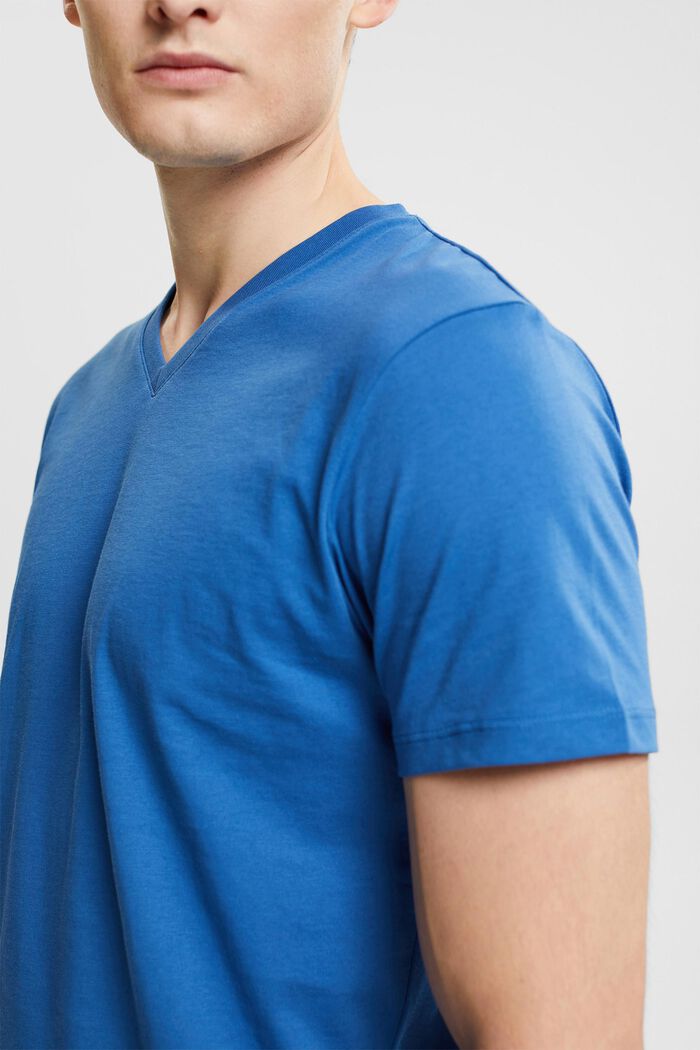 T-Shirt mit V-Ausschnitt aus nachhaltiger Baumwolle, BLUE, detail image number 2