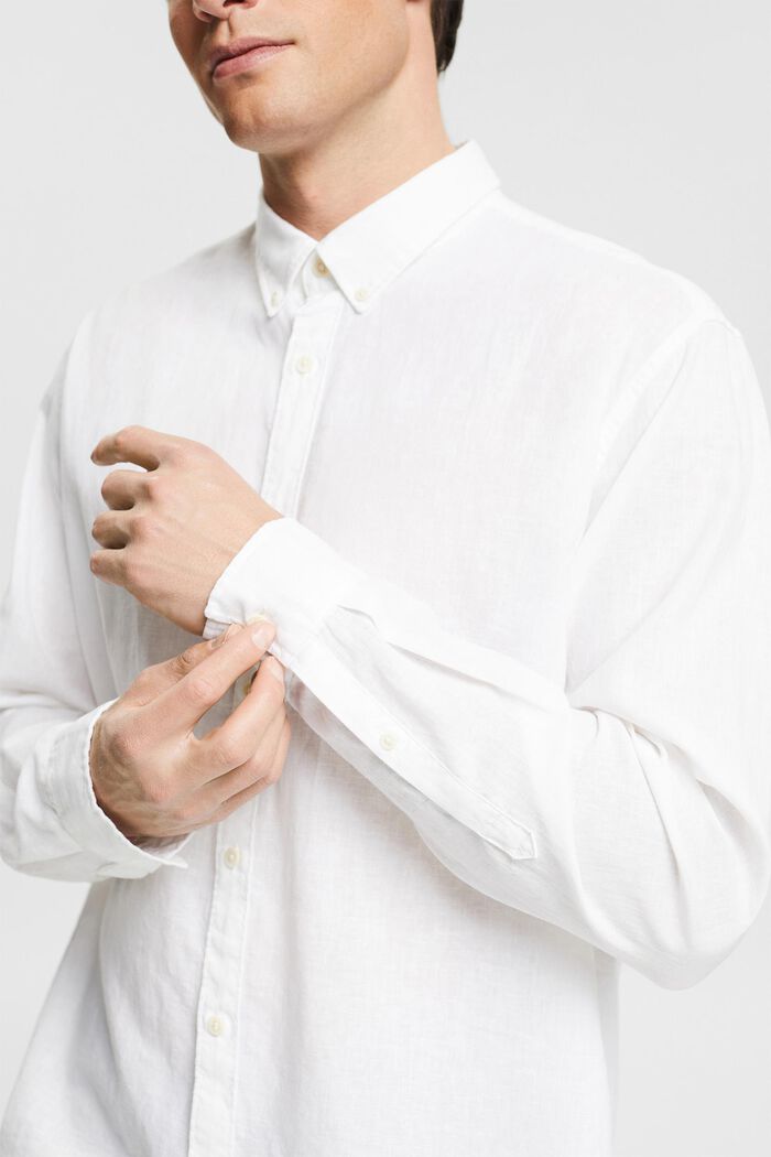 Aus Leinen-Mix: meliertes Hemd, WHITE, detail image number 2