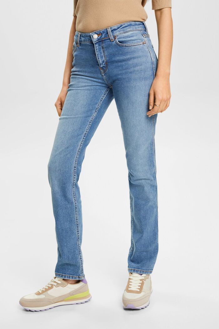 High-Rise-Jeans mit geradem Bein, BLUE LIGHT WASHED, detail image number 0