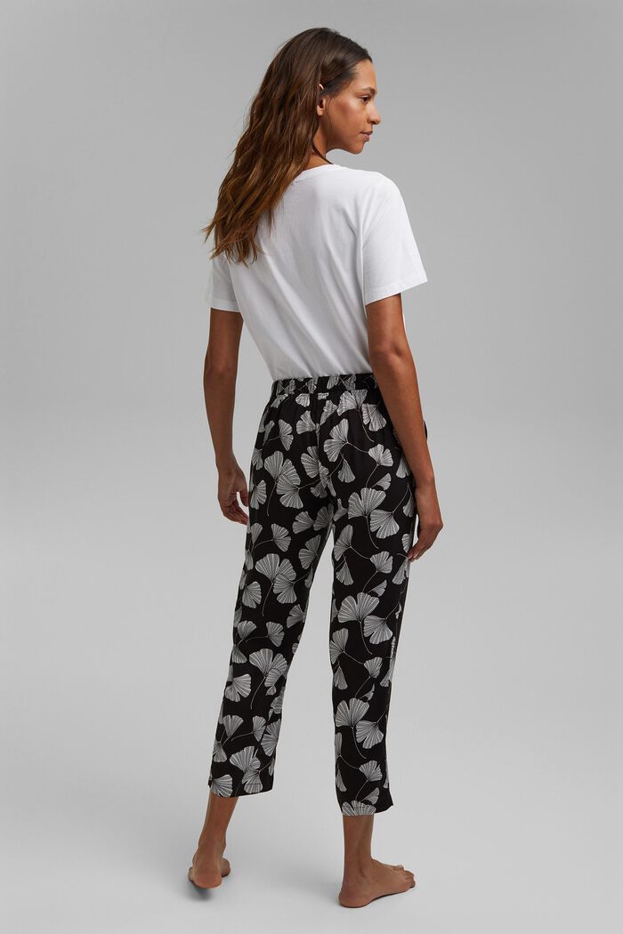 Pyjama-Hose mit Ginko-Print, LENZING™ ECOVERO™, BLACK, detail image number 3