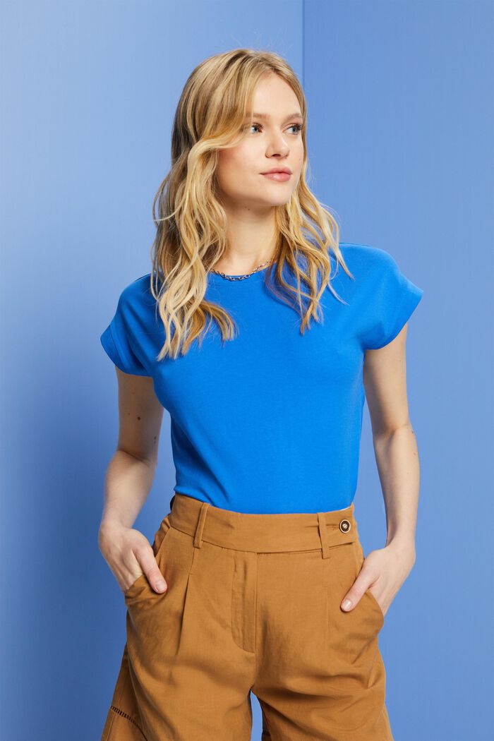 Basic-T-Shirt, 100 % Baumwolle, BRIGHT BLUE, detail image number 0