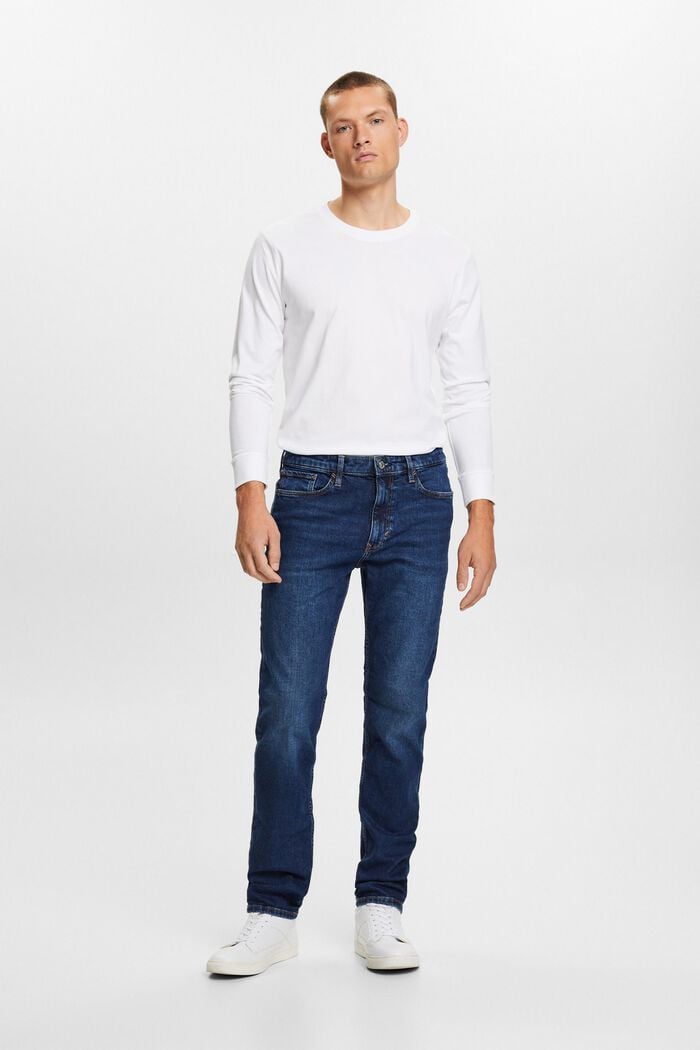 Recycelt: Jeans mit gerader Passform, BLUE DARK WASHED, detail image number 5