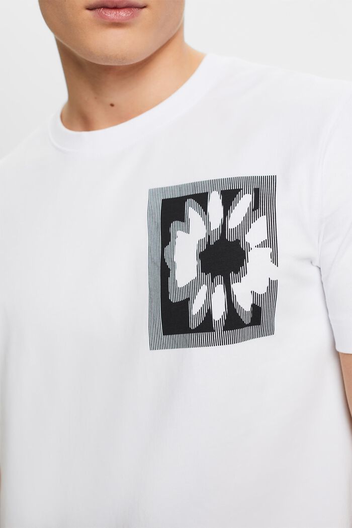 T-Shirt mit floralem Print und Logo, WHITE, detail image number 2