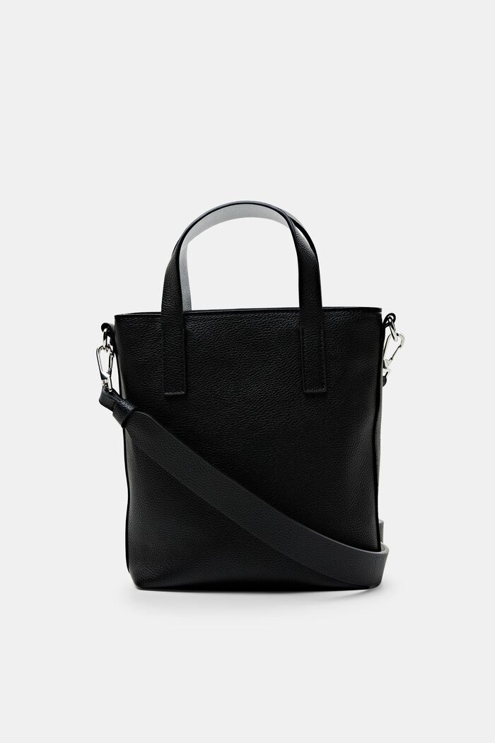 Kompakte Tote Bag aus Kunstleder, BLACK, detail image number 0