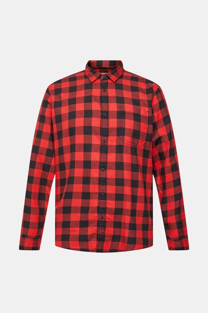 Flanellhemd mit Vichy-Karo, nachhaltige Baumwolle, RED, overview