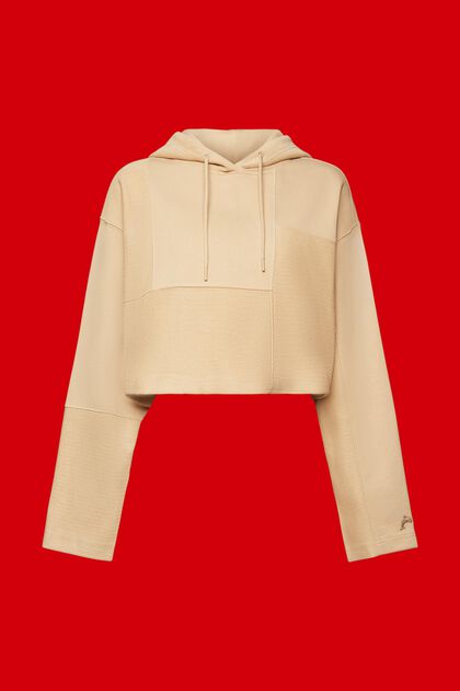 Cropped-Hoodie in Patchworkoptik, SAND, overview