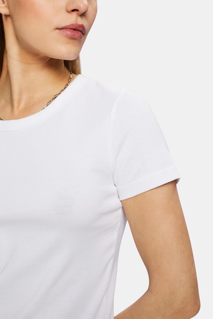 Kurzärmliges Baumwoll-T-Shirt, WHITE, detail image number 2