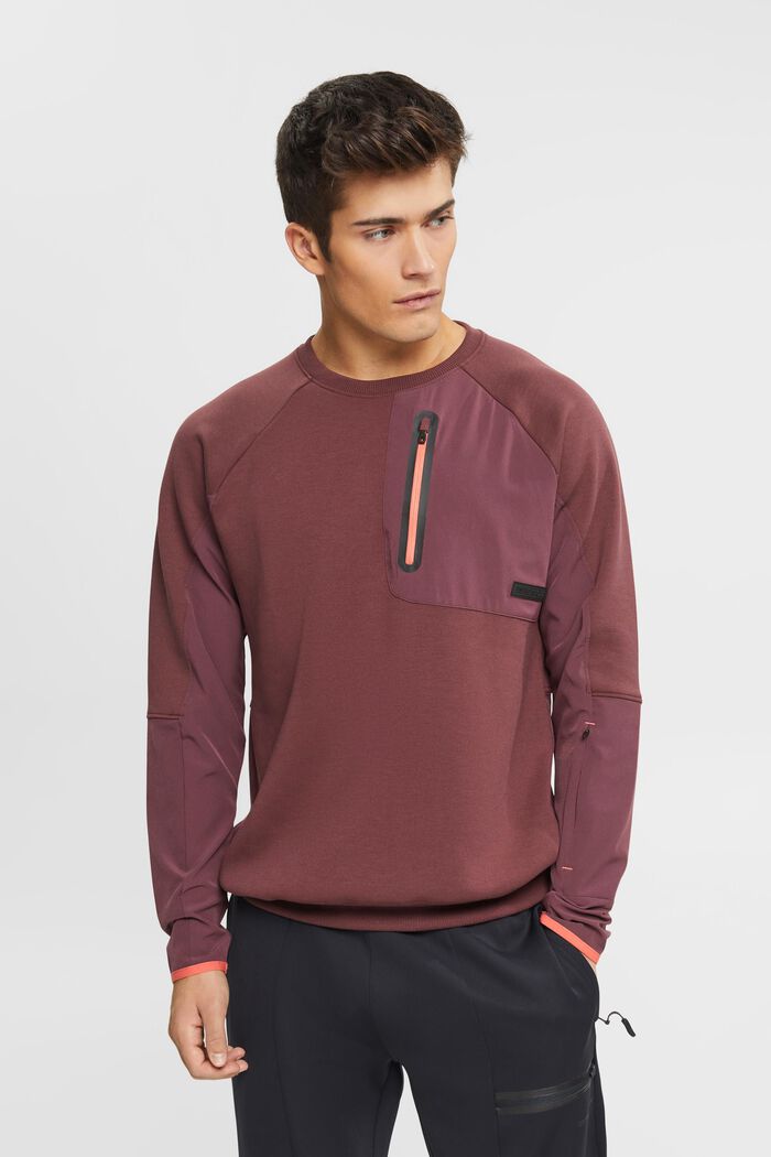 Sweatshirt mit gezippter Brusttasche, BORDEAUX RED, detail image number 0