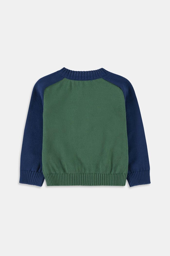 Colorblock Pullover aus Baumwolle, BOTTLE GREEN, detail image number 1