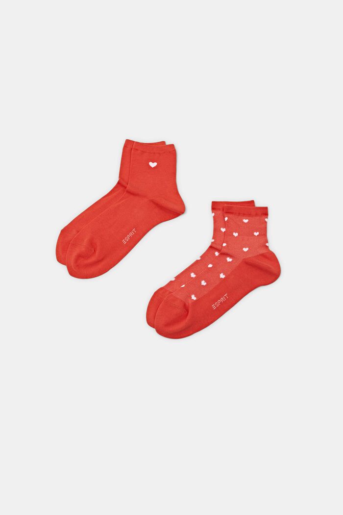2er-Pack Socken mit Herzprint, ORANGE, detail image number 0