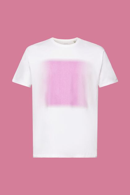 Baumwoll-T-Shirt mit Print, WHITE, overview