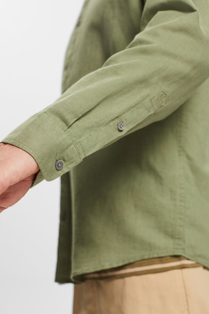 Button-Down-Hemd aus Baumwolle und Leinen, LIGHT KHAKI, detail image number 2