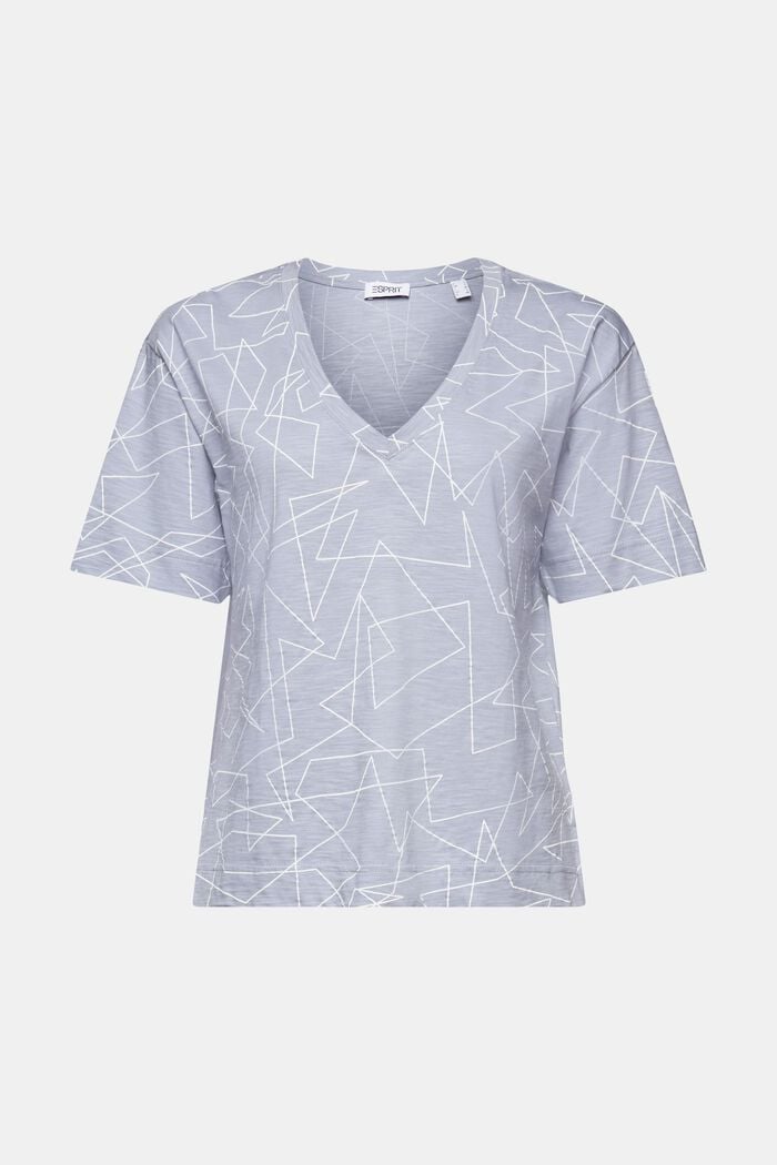Baumwoll-T-Shirt mit V-Ausschnitt und Print, LIGHT BLUE LAVENDER, detail image number 6