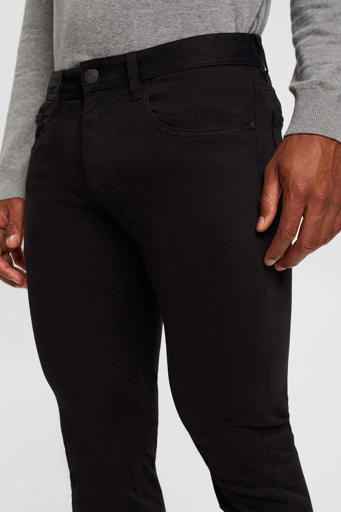 Slim-Fit-Hose aus organischer Baumwolle, BLACK, detail image number 2